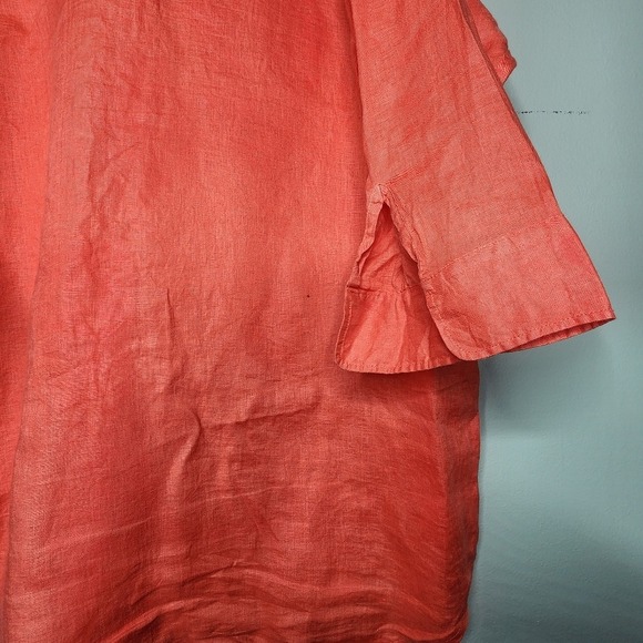 LRL Ralph Lauren Linen Button Up Shirt Orange 3/4 Sleeve Lightweight Summer XL - Picture 4 of 8